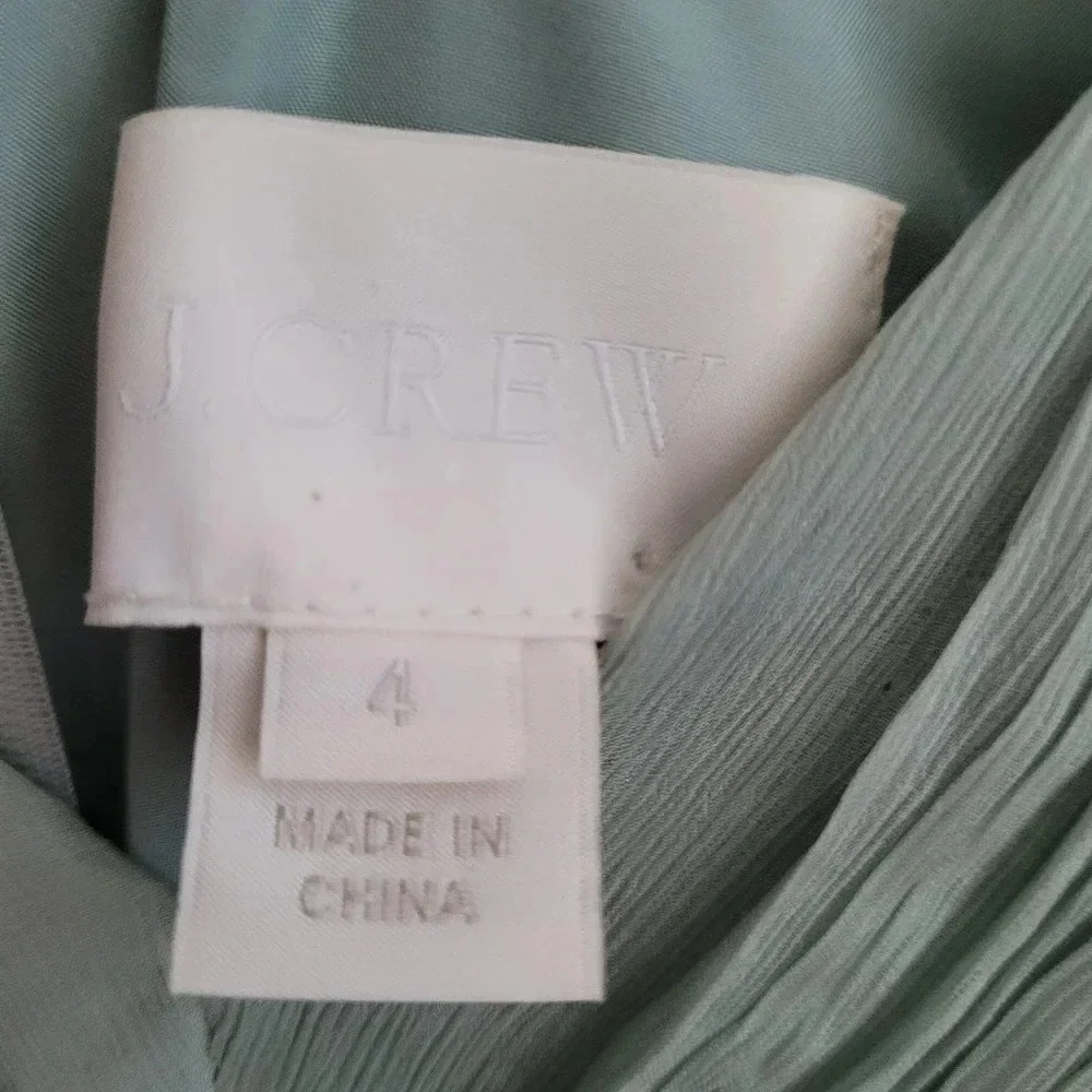 J.CREW Women's Mini Heidi Dress 4 Gray Solid 100% Silk Ruffle Sleeveless V-Neck
